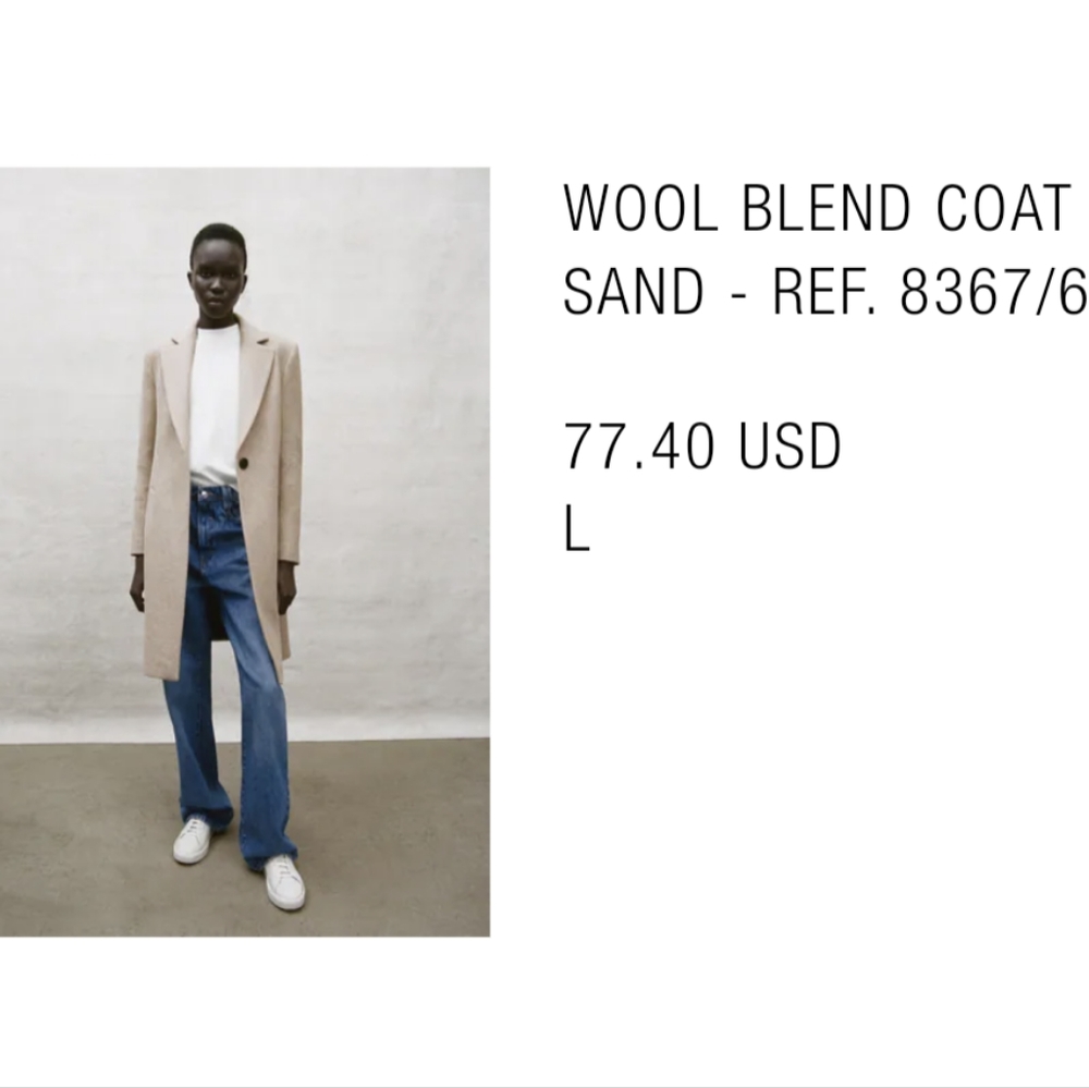 Zara wool blend coat in color sand